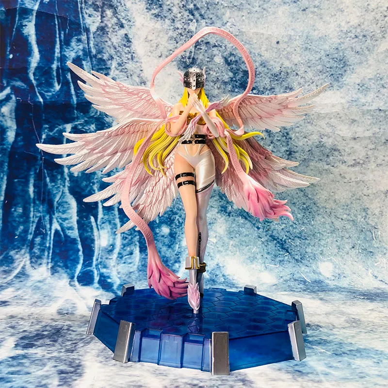 Anime Digimon Adventure Figures Angewomon Angemon Led Action Figurines 28cm Pvc Statue Model Collection Doll Toys Children Gift