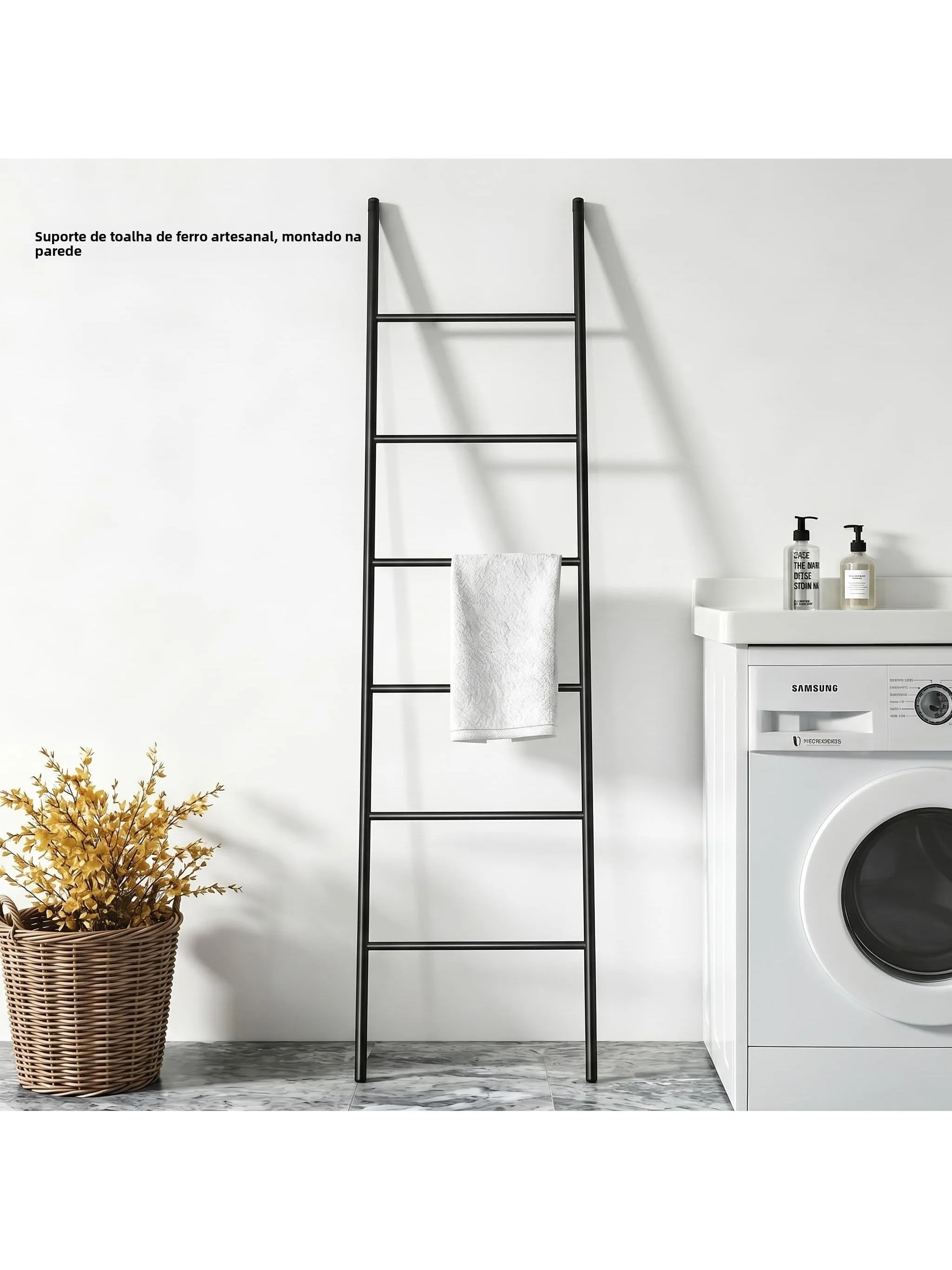 nordic-simple-wall-mounted-ladder-shaped-clothes-hanger-iron-art-free-standing-bathroom-towel-rack-no-drilling-required