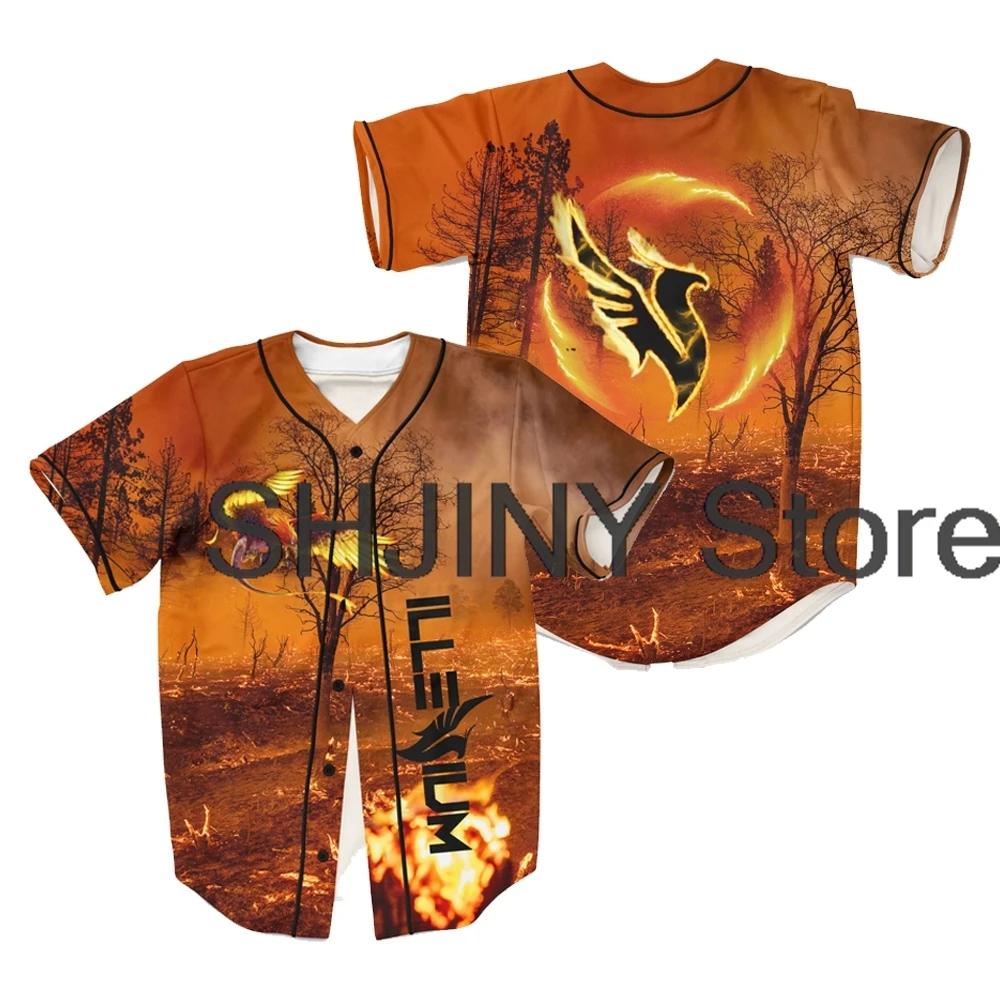 

Illenium New Fire Rave Baseball Jersey EDM Festivals 2024 Short Sleeve Shirts Women Men Fashion Tops