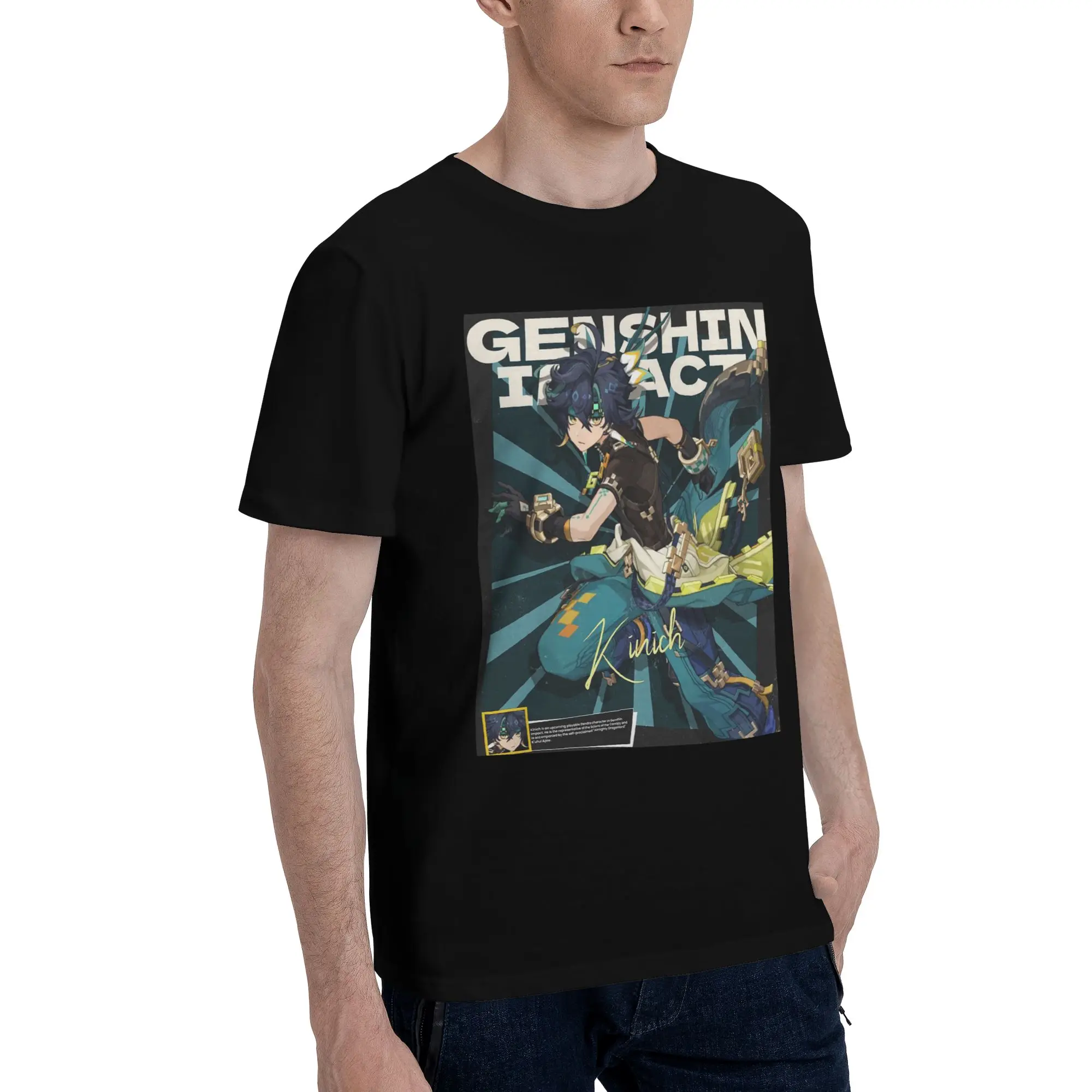 

Kinich Sunblast Genshin Impact Men T-Shirt Oversized T Shirts Men's Crew Neck Cotton Tees Short Summer Male