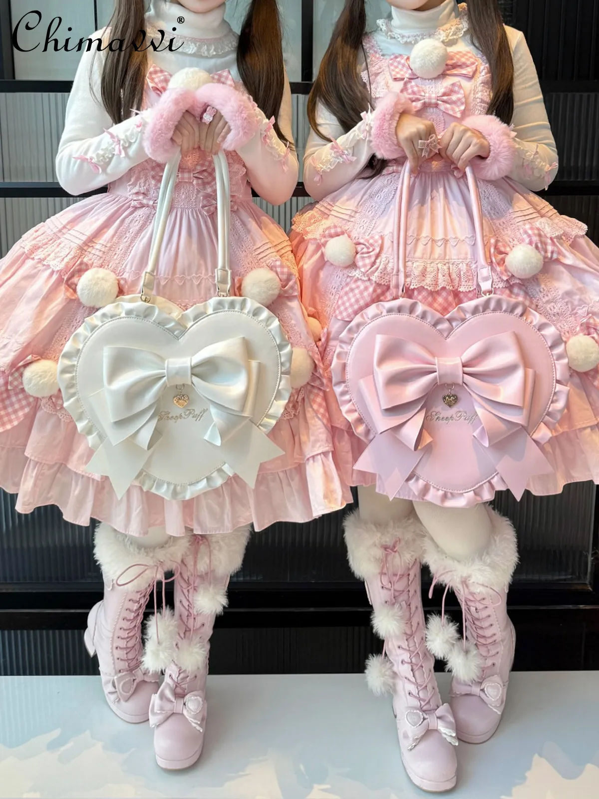 

Original Lolita Bag 2026 New Sweet Heart Knot Lace Bow Single Shoulder Crossbody Bag Elegant Princess Satchel Bag for Women