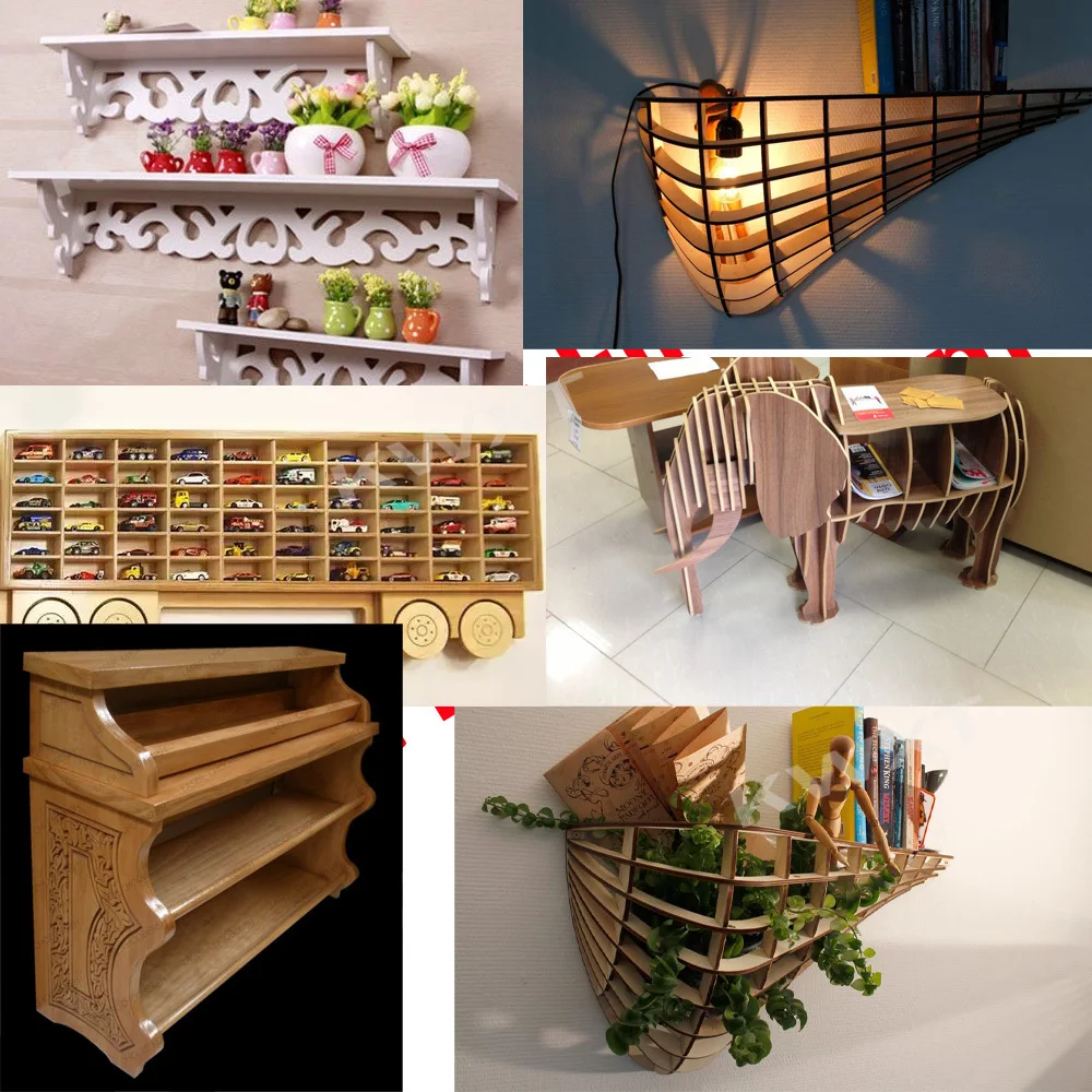 115 Shelves Holder Furnitures Laser File Design Asssembling Drawing CNC Wood Cutting Vector