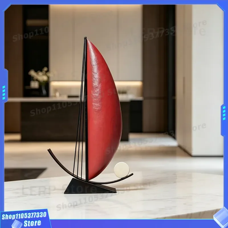 Modern Sailing Boat Ornament for Living Room Decor High End Office Model Home Display Smooth Sailing Sculpture Birthday