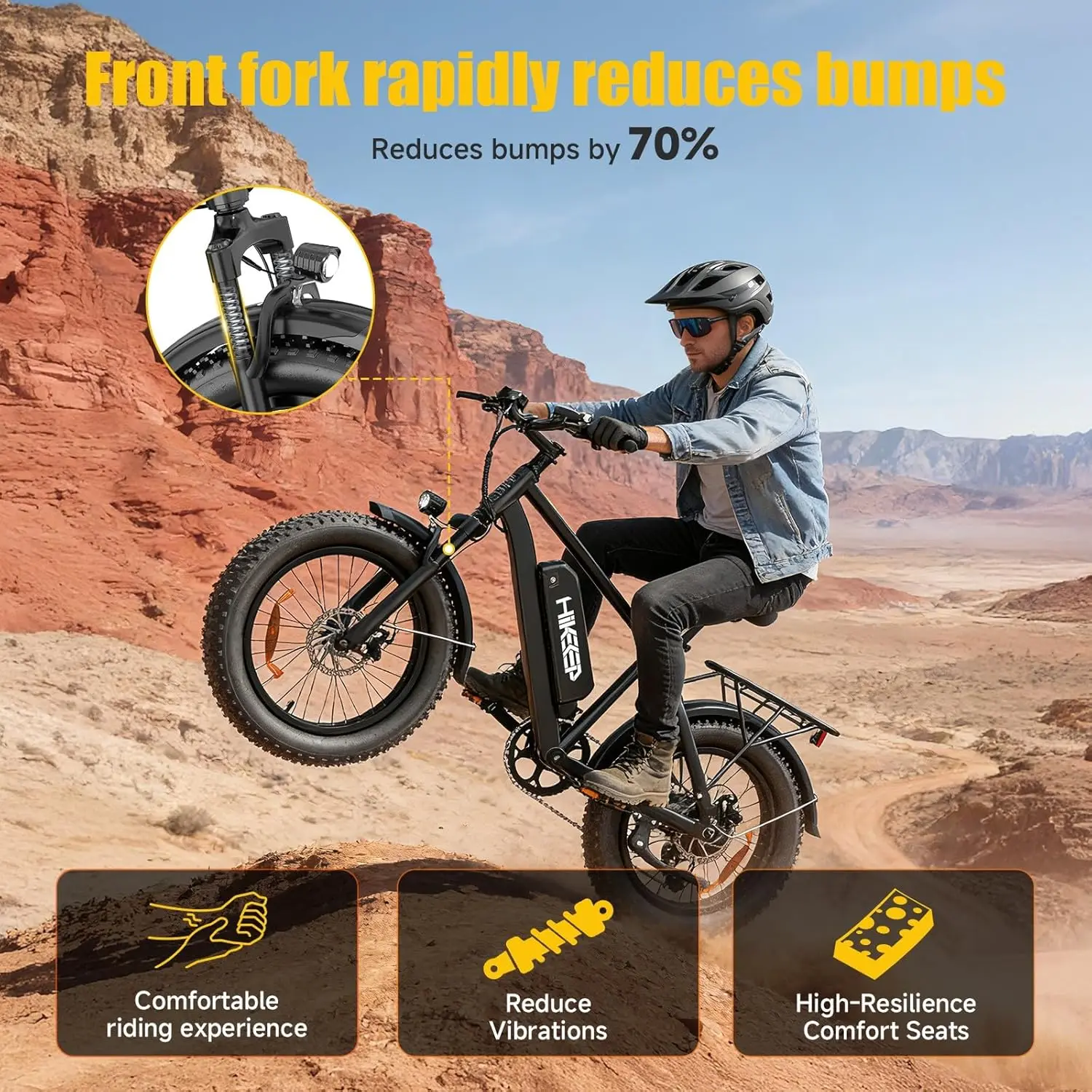 

28-40MPH Fat Tire Electric Bike 26x4in 48V 15.6Ah Removable Battery Adjustable Suspension&Seat LCD All-Terrain Commuter, Custom