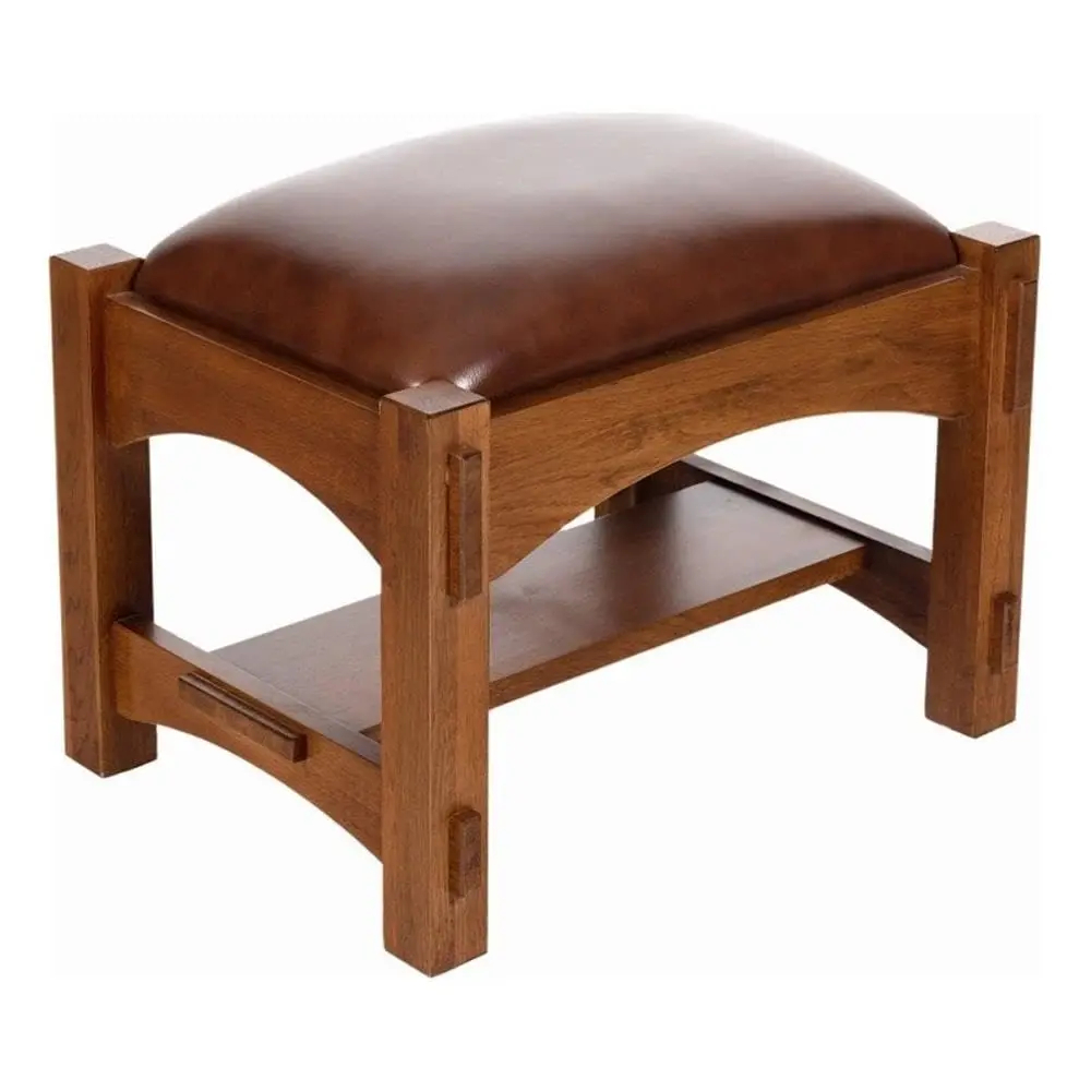 Craftsman Mission Mortise & Tenon Foot Stool Solid Wood Chestnut Finish Living Room Bedroom, Customized