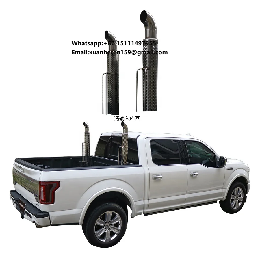 

Dual Chrome Smoke Stack Kits for Ford F150 Stainless Steel Decorative Exhaust Pipe Body Parts for Pickup Trucks