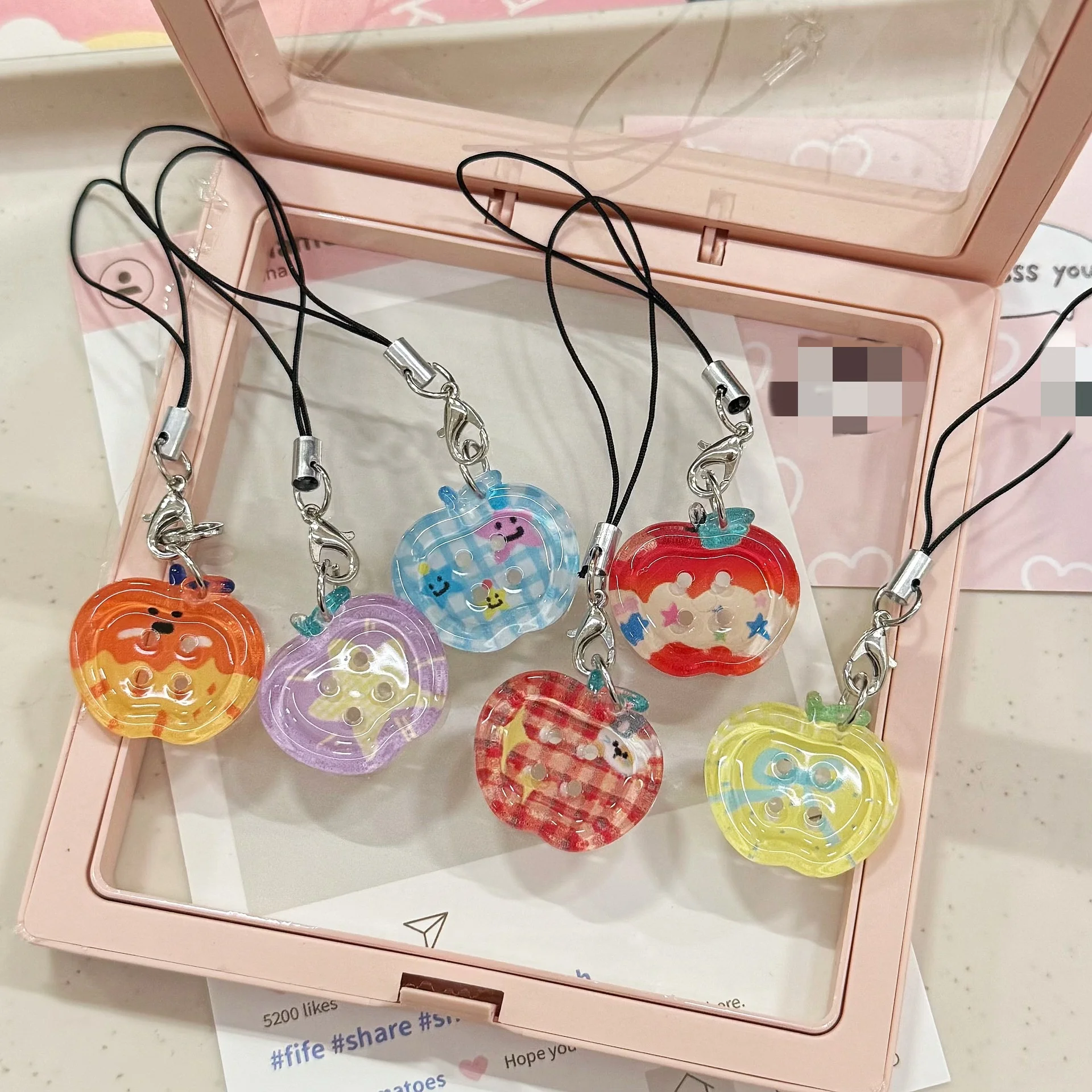 INS Cute Button Phone Charms Pendant Kawaii New Cases For Airpods 4 iPhone 16 Mini Pendants Accessories For Schoolbag Ins Korea