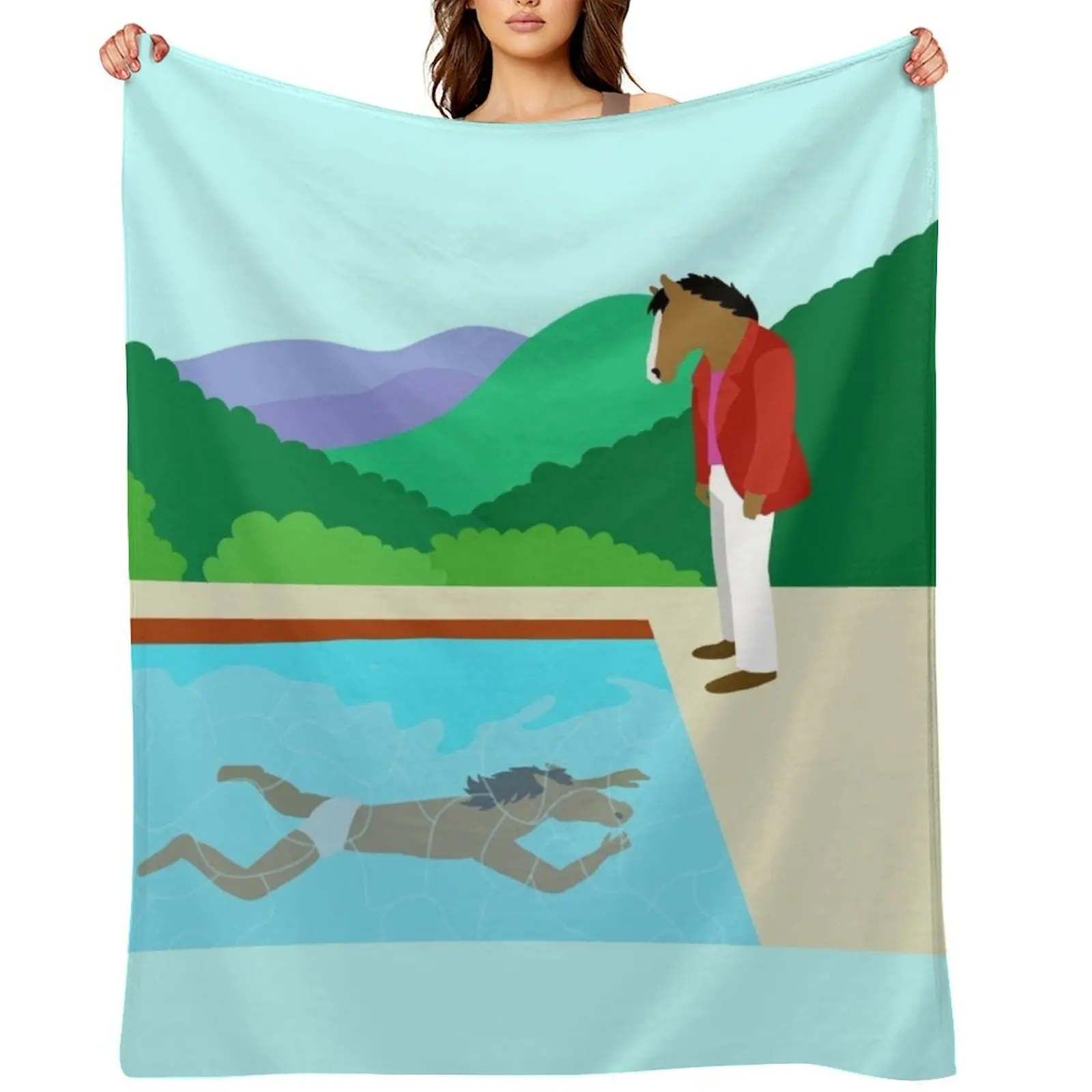 Minimal Horseman Throw Blanket Custom Soft Retros Travel Blankets