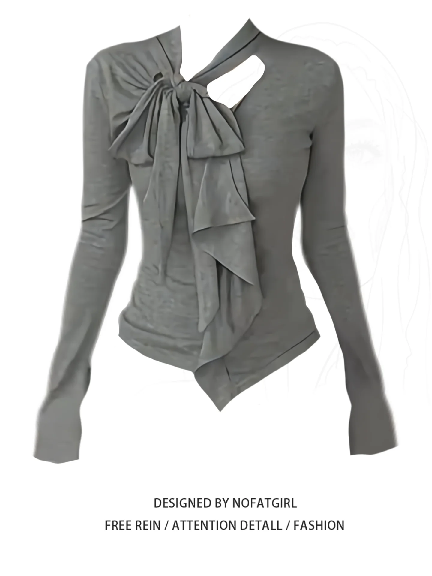 

Women Grey Gothic T-shirt Harajuku Y2k Tees Top Vintage Aesthetic Long Sleeve Asymmetrical T-shirts 2000s Emo Oversize Clothes