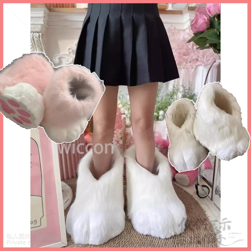 맞춤형 모피 컬러 동물 발 또는 손바닥, 창의적인 귀여운 호랑이 사자 여우 발, 귀여운 플러시 코스프레 소품, 애니메이션 A 쌍