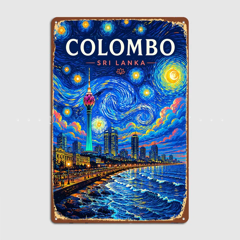 Starry Night Colombo Sri Lanka Poster Metal Custom Sign Living Room Wall Indoor Decor Room Decoration Bedroom Posters Home Decor