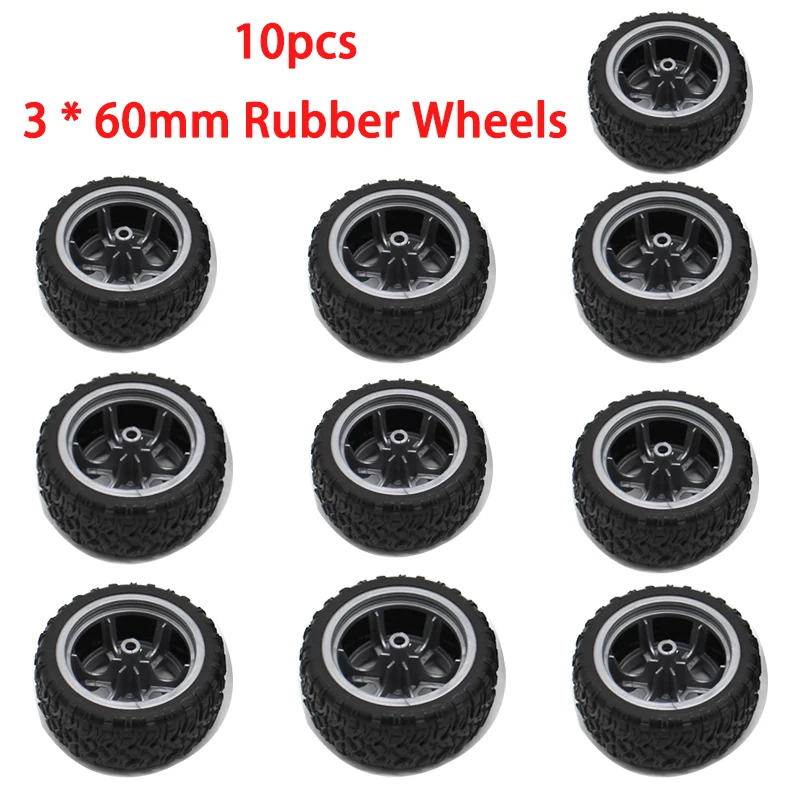 New 3 * 60mm Rubber Wheel Off Road Four-wheel Drive Vehicle Wheels Soft Tire Skin Detachable DIY for Making Toy Car Accessories