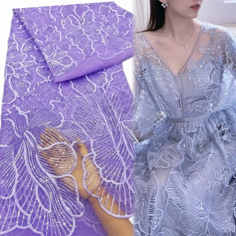 

Lace net fabric sequin embroidery for DIY shirts wedding gowns suits