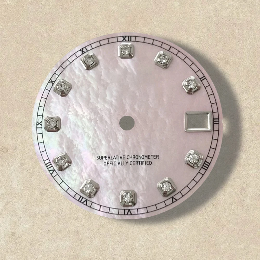 Quadrante con diamanti Fritillaria con logo S da 28,5 mm, adatto al movimento giapponese NH35/NH36/4R/7S, accessori per la modifica dell'orologio di alta qualità