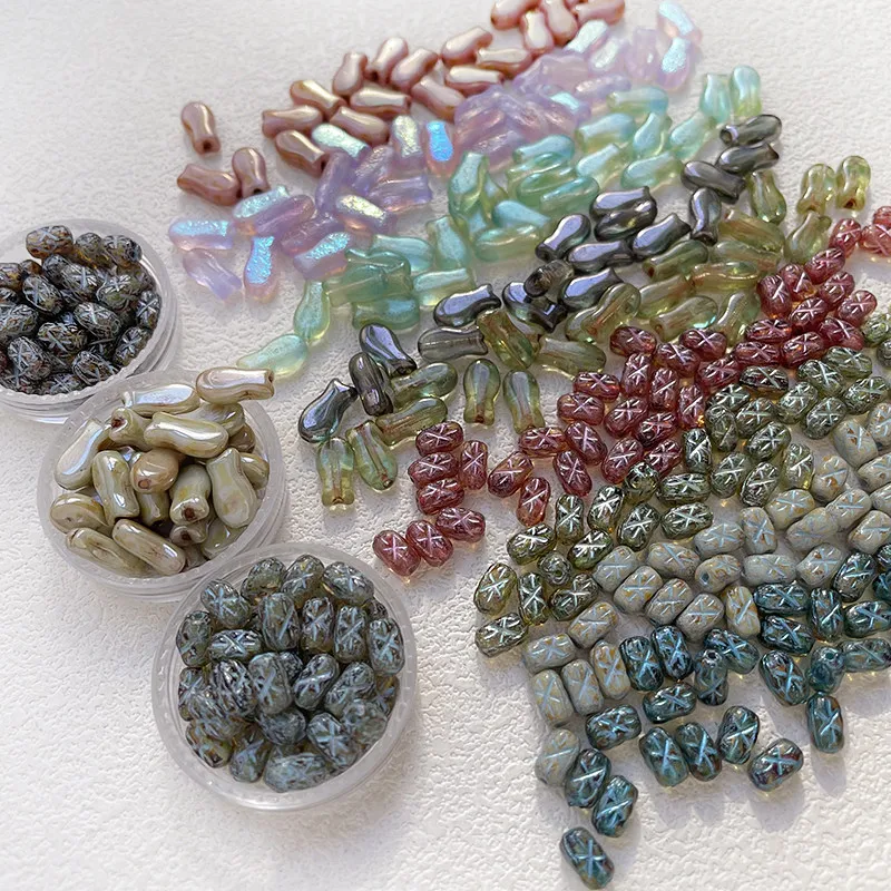 Picture 7: 10pcs Retro Glazed Dried Fish Colorful Cross-shaped Color Patterns Diy Handmade Beaded Spacer Accessories