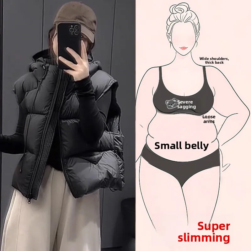 

Короткая хлопковая куртка с капюшоном для женщин больших размеров, свободного кроя, осенне-зимняя верхняя одежда, дышащая, удобная, безрукавка