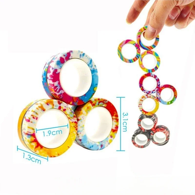 Kids Magnetic Bracelet Fingertip Rotating Gyroscope Decompression Toy Ring  Boy Girl Gyroscope Children Game Festival Toys Gift