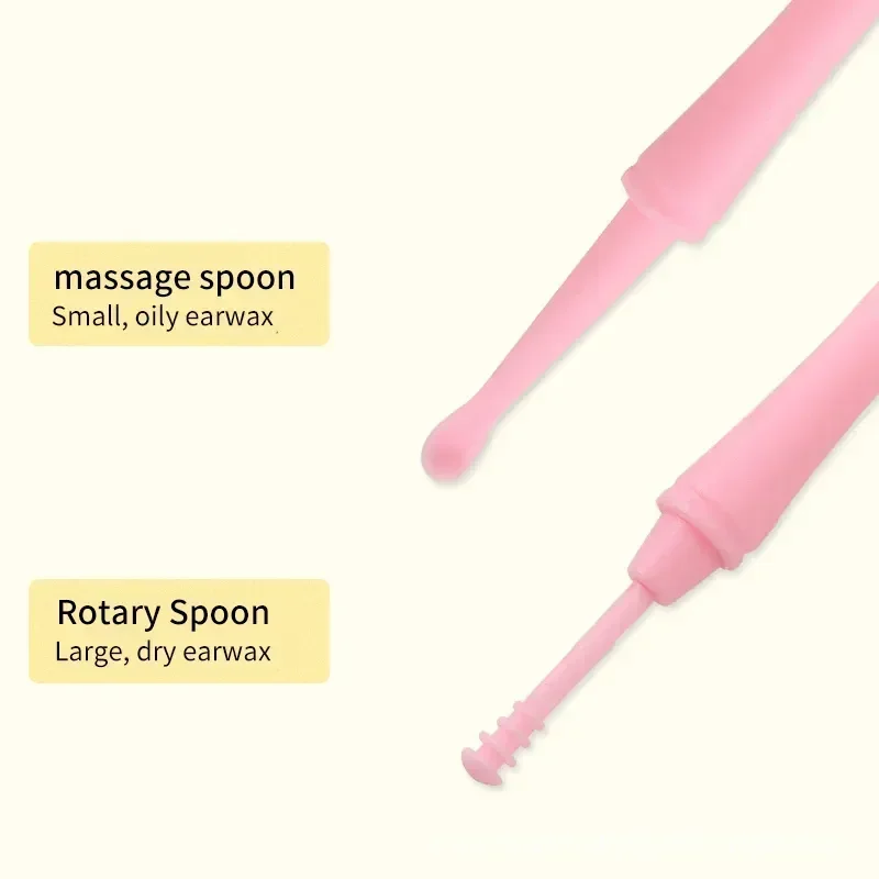 スパイラル耳垢除去ツール,耳掃除スティック,ダブルヘッドイヤークリーナー,プラスチック製イヤーピッククリーナー,360 °, 1個