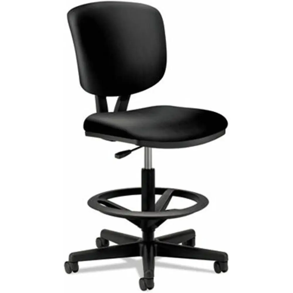 

Black Leather Task Stool, 27x29.5x49, Ergonomic Chair