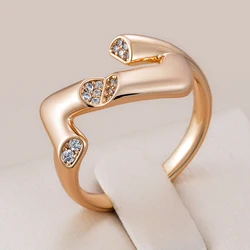 Kinel New 585 Rose Gold Color Unique Geometry Rings for Women Fashion Natural Zircon Accessories Modern Party Daily Fin Jewelry