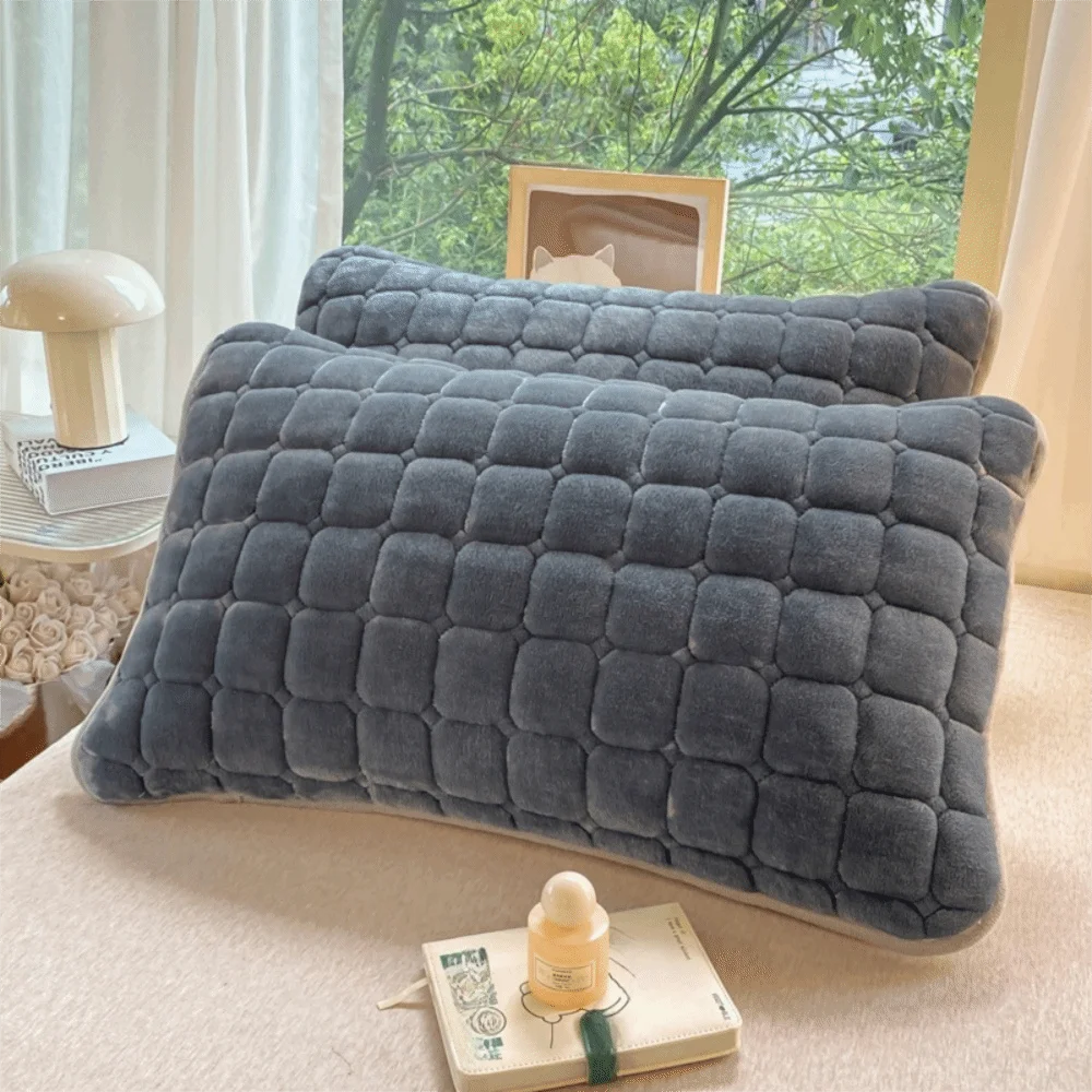 

Современная стеганая сетка, молочная бархатная наволочка, теплая утолщенная клетчатая наволочка, сплошной цвет, прямоугольная декоративная подушка, полотенце для отеля