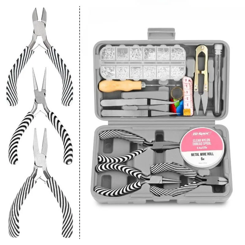 

Набор из 17 предметов, наборы ручных инструментов, профессиональный набор ювелирных инструментов «сделай сам», противоскользящая ручка, щипцы для ювелирных изделий, плетение бусин, портативные наборы инструментов