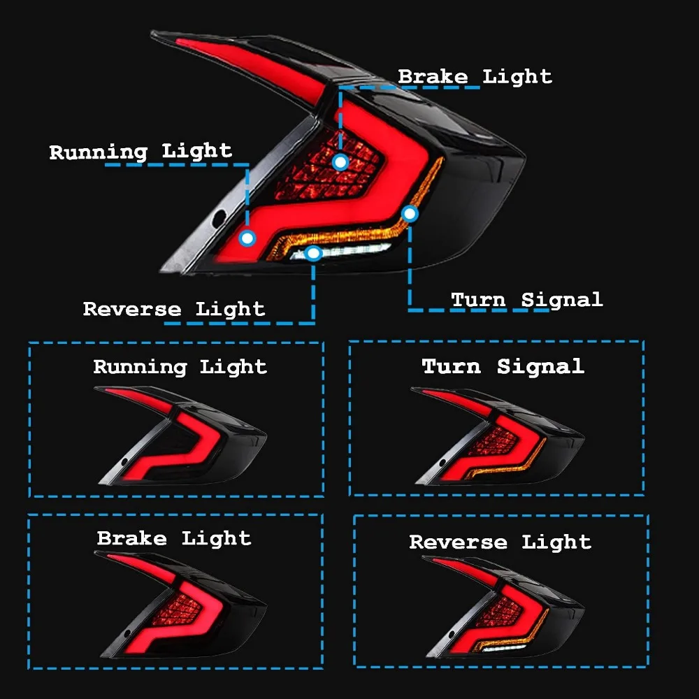 LED Tail Lights  Start Up Animation Rear Lamp Assembly (Not for hatchback & Coupe)