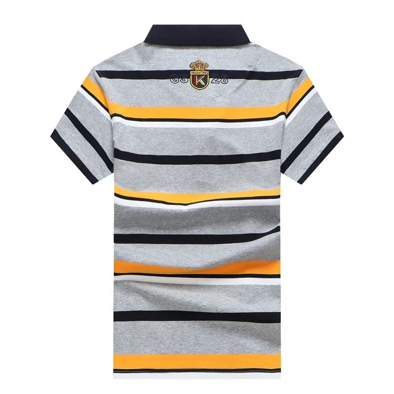 TACE&SHARK Brand Business Polo Shirt Men Summer Tops Shark Striped Polos Shirts for Male Military Fashion Casual Gray Clothing