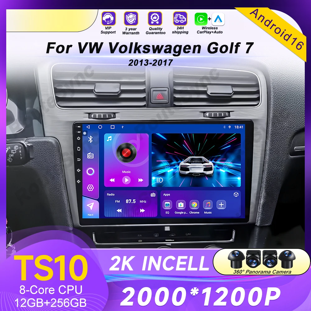 Android 16 Car Radio For Volkswagen VW Golf 7 MK7 GTI 2012-2021 Right Hand Drive RHD Carplay Android Stereo Video Player 2 Din