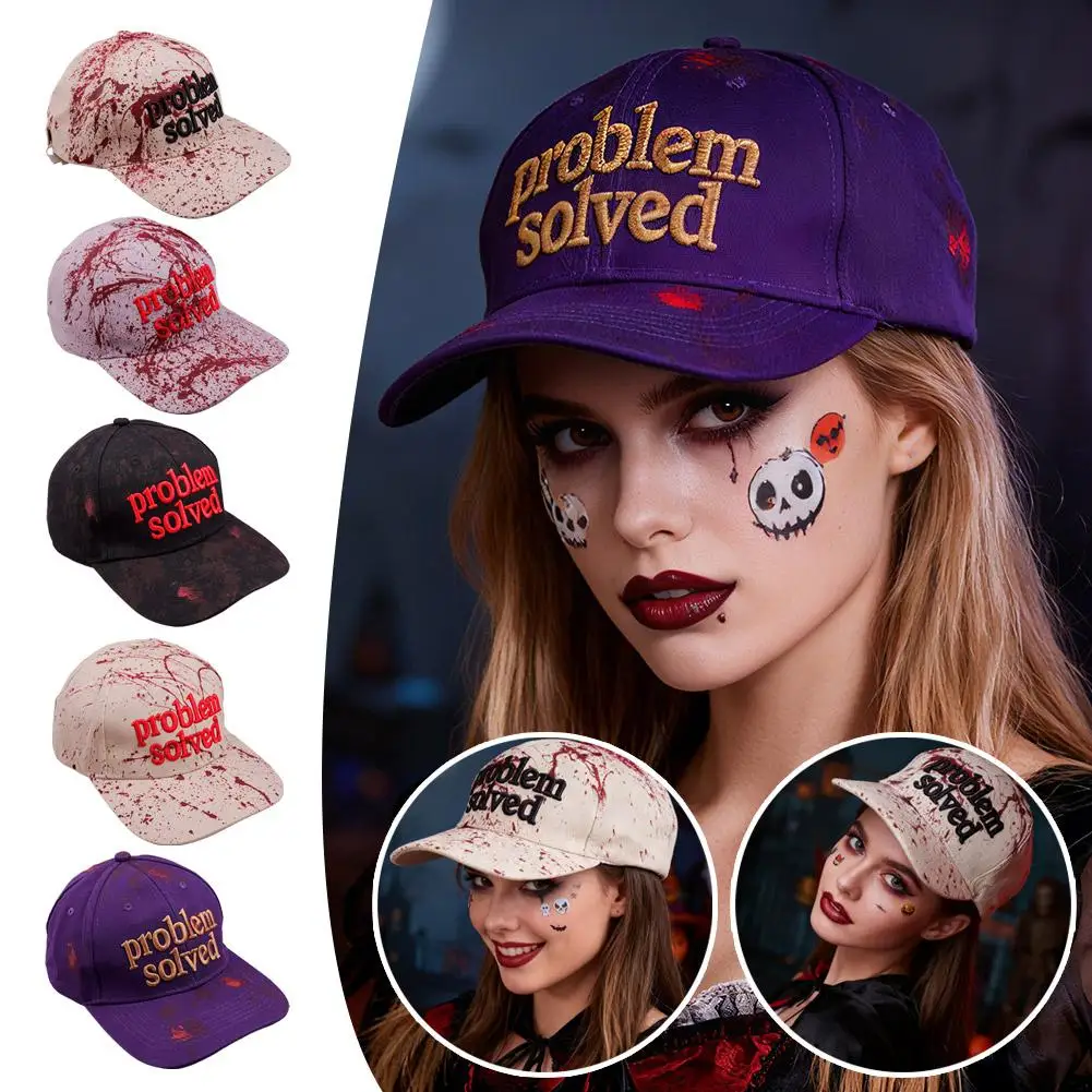Baseball Hat Halloween Print Bloodstained Print Hat Halloween Party Costume Accessory Dark Blood Stain Print Baseball