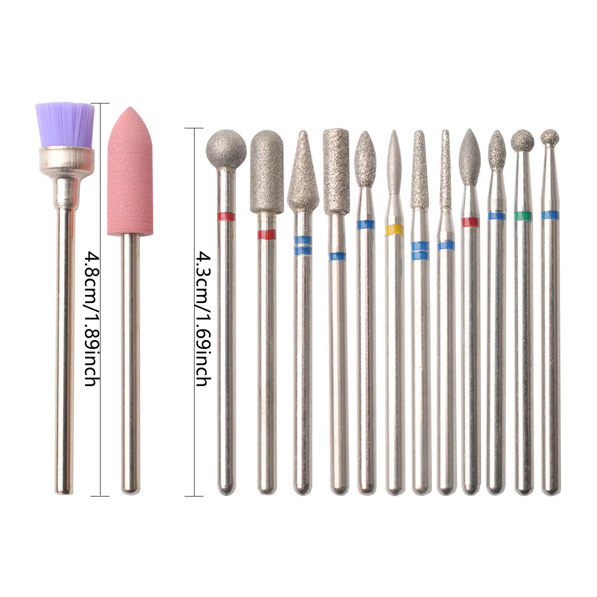 14pcs/set Nail Drill Machine Bit Nail Gel Removal Polishing Tools Pedicure Manicure Rotary Grinding  Buffer Polisher