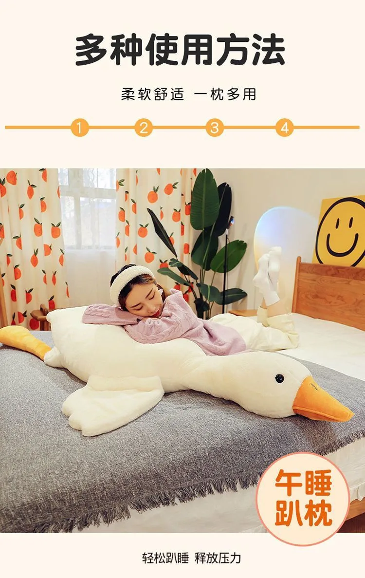 50-190 cm Kawaii Große Gans Stofftier Ente Rosa Riesige Gans Plüschtiere Schlafkissen Große Weiche Puppe Geschenke für Kinder – Detail 5