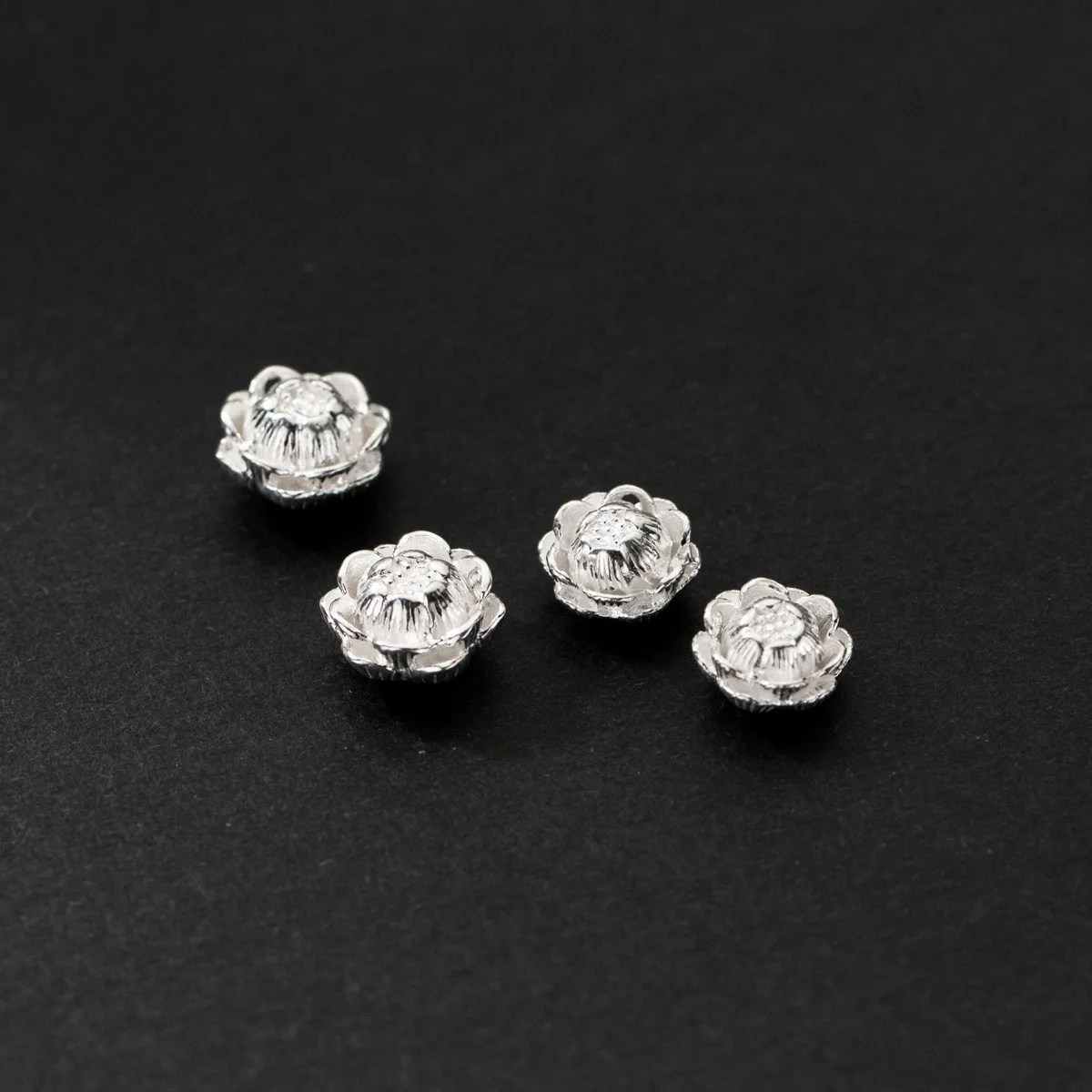 1pc925 Sterling Silver Fancy Lotus Spacer Beads 9/10mm Decoration Bracelets Beading Charm Findings DIY Jewelry For Birthday Gift