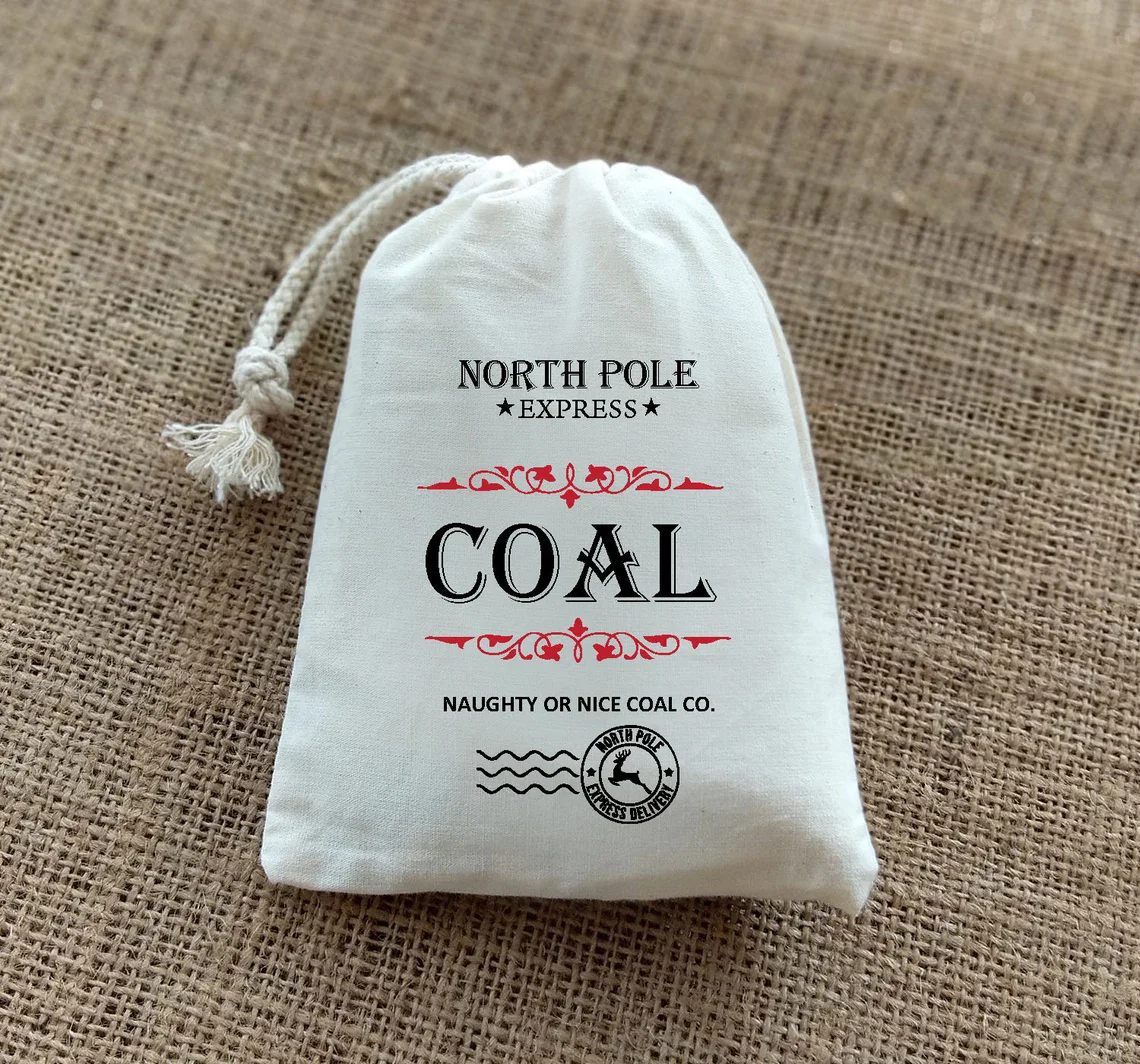 

20 PCS Bag of Coal-Christmas Gift Bag-Santa's Naughty List-Santa Sack-Santa's gift bag