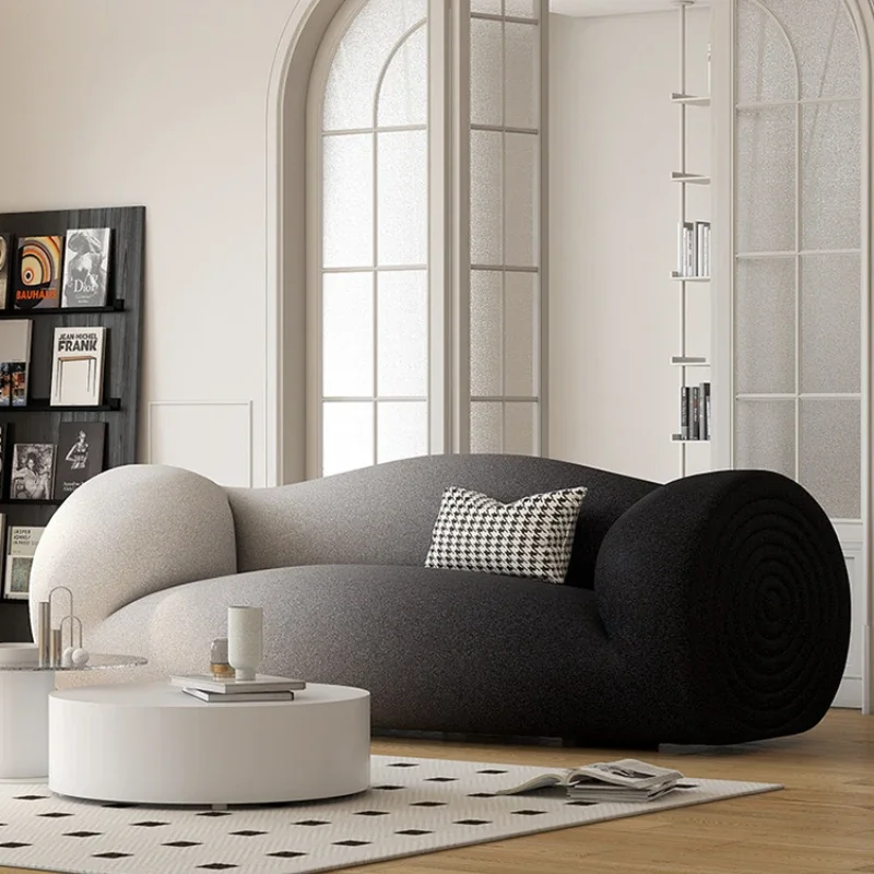 

Fabric Sofa Modern Minimalist Living Room Special-Shaped Black and White Gradient Color Three-Person Straight Row Sofa
