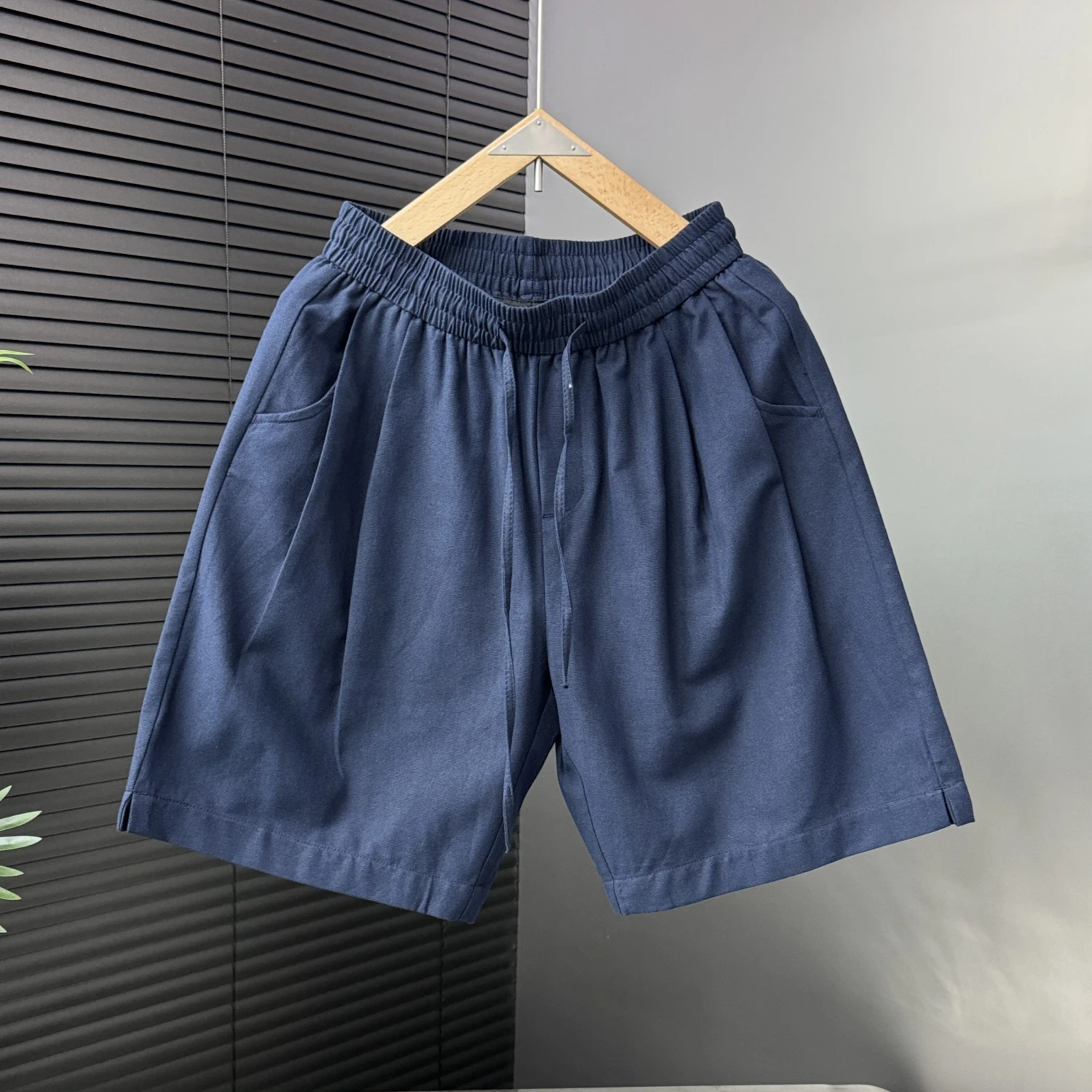 

Летние тонкие американские простые хлопковые льняные повседневные мужские модные свободные брюки прямого кроя Qui Dry Faion с пятью точками