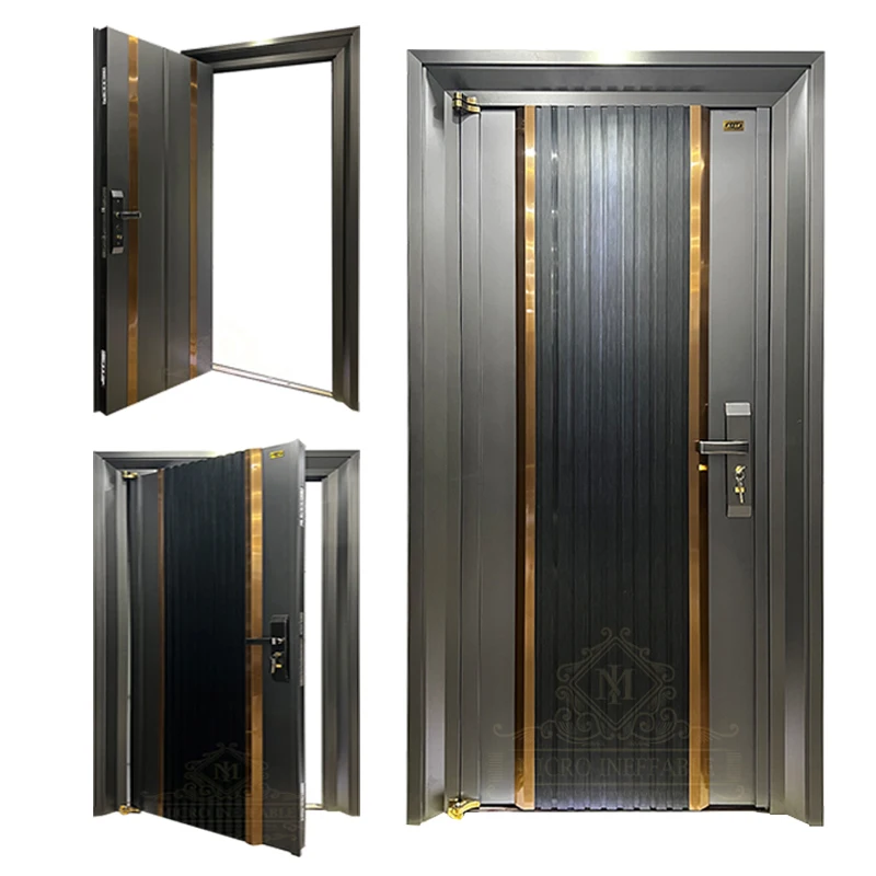 

Latest Design Luxury Style Exterior Security Door Stainless Steel Anti-Theft Metal Door For Home