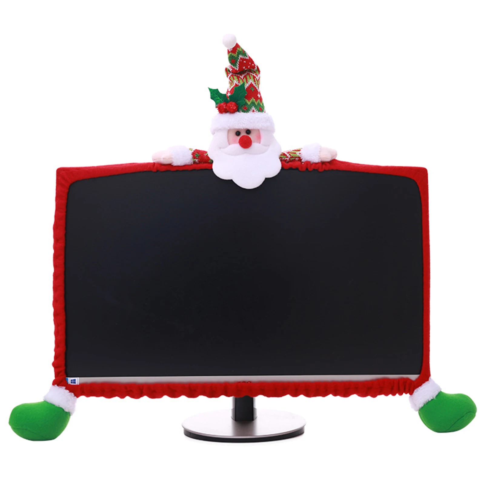 Christmas Computer Cover LCD Screen Santa Monitor Decor Suit Cover