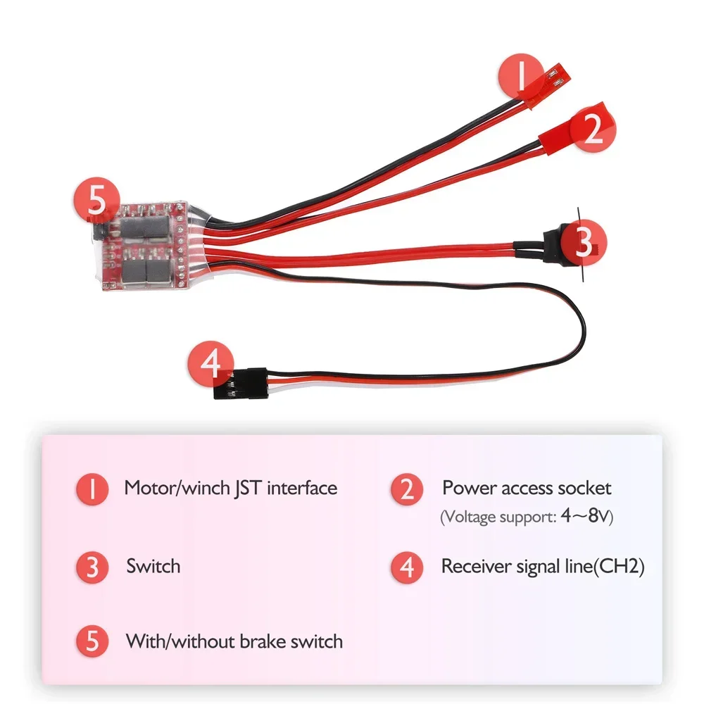 Mini contrôleur de vitesse électrique ESC brossé RC 30A, moteur de frein avant et arrière pour treuil de voiture 1/16 1/18 1/24, accessoires de bateau de réservoir