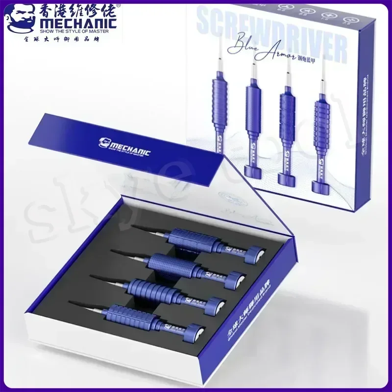 Mechanic Blue Armor 4in1 Precision Screwdriver Set Blue Magnetism High Hardness Screwdriver for Phone Repair Specific Screwdrive