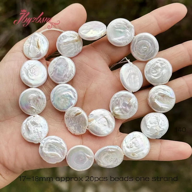 18mm Freshwater Pearl Coin Beads Loose Natural Stone Beads For Jewelry Making DIY Necklace Bracelets Earring Spacer Strand 15\