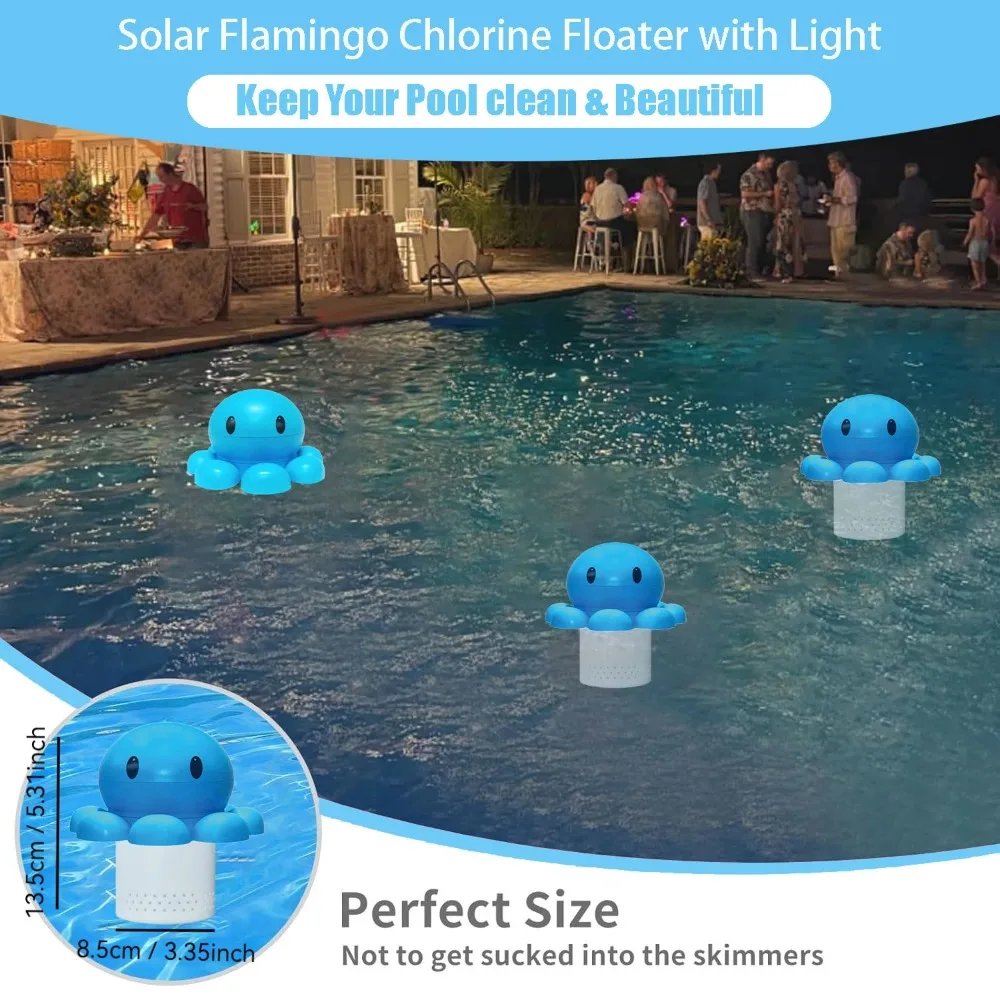 Eight-Claw Fish Pool Chlorine Float & Dispenser for 1 and 3inch Tablets - Suitable for Large/Small Pools, Hot Tubs, Spa Centers