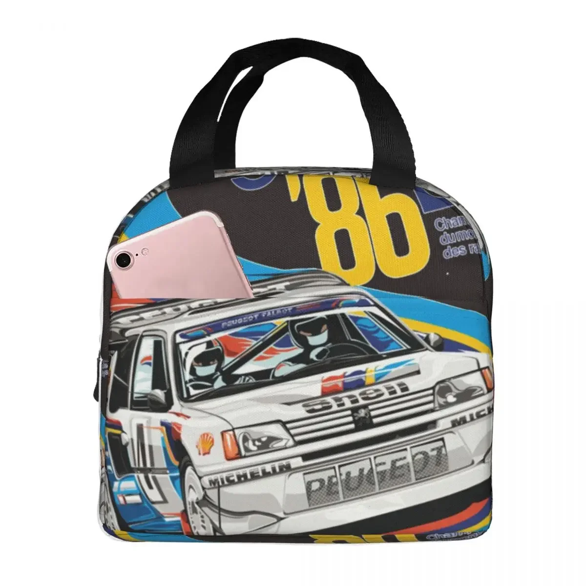 Peugeot 205 Turbo Rally Essential Thermal Insulated Lunch Bags Lunch Container Food Storage Bags Large Lunch Box Tote Outdoor