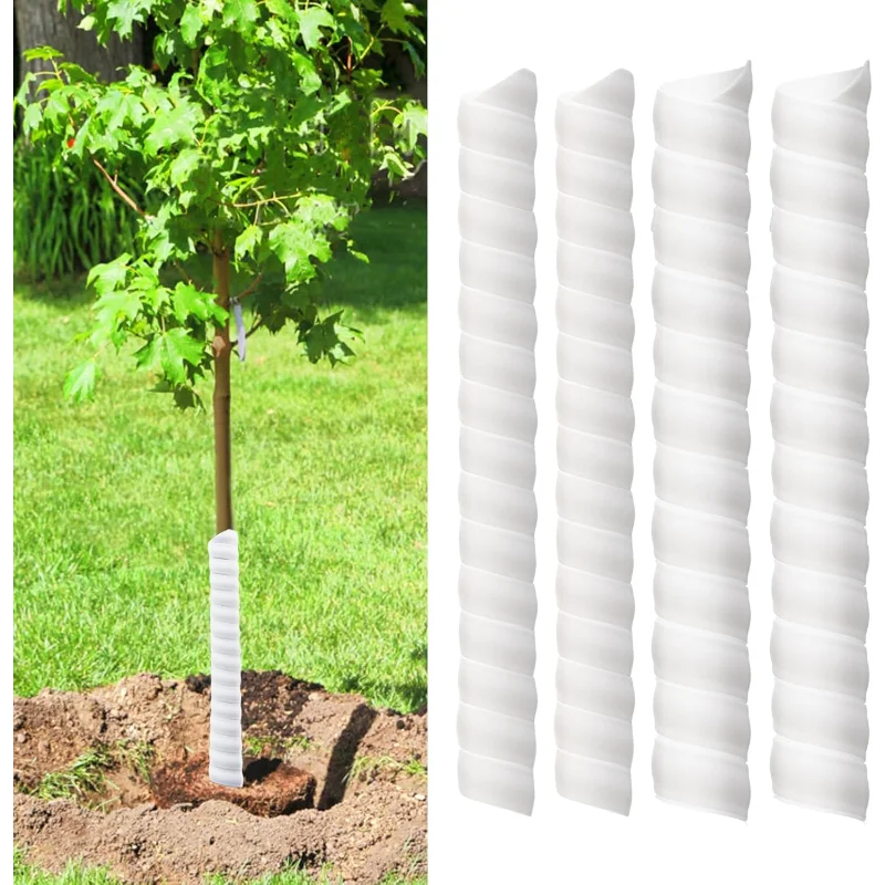

4 шт. белая пластиковая спиральная защита для дерева — защитная пленка для ствола дерева 2 размера, защита саженцев от оленя/гризунов/кроликов