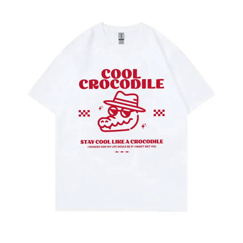 

Cool Crocodile Funny Reptile Lovers Meme Graphic T-shirt Summer Men Women Clothing Casual Cotton Oversized Short Sleeve T-shirts