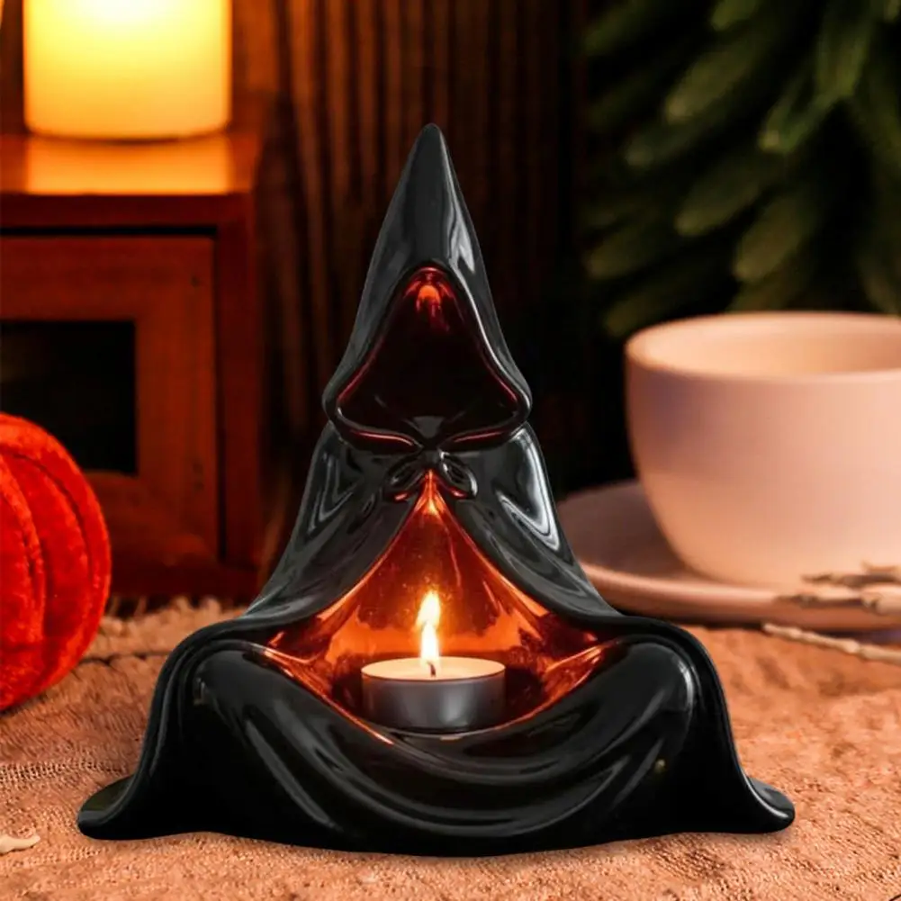 Candle Holder Candle Holder Halloween Hooded Cloak Tealight Holder Candlestick Ornament Unique Witchy Home Decor Gift Meditation
