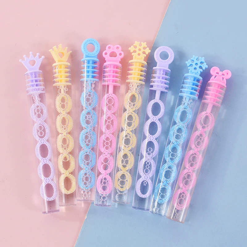 Mini Colorful Bubble Tube Crown Bow Snowflake Including Soap Water Wedding Guest Gift Birthday Party Decor Baby Shower Toy Favor