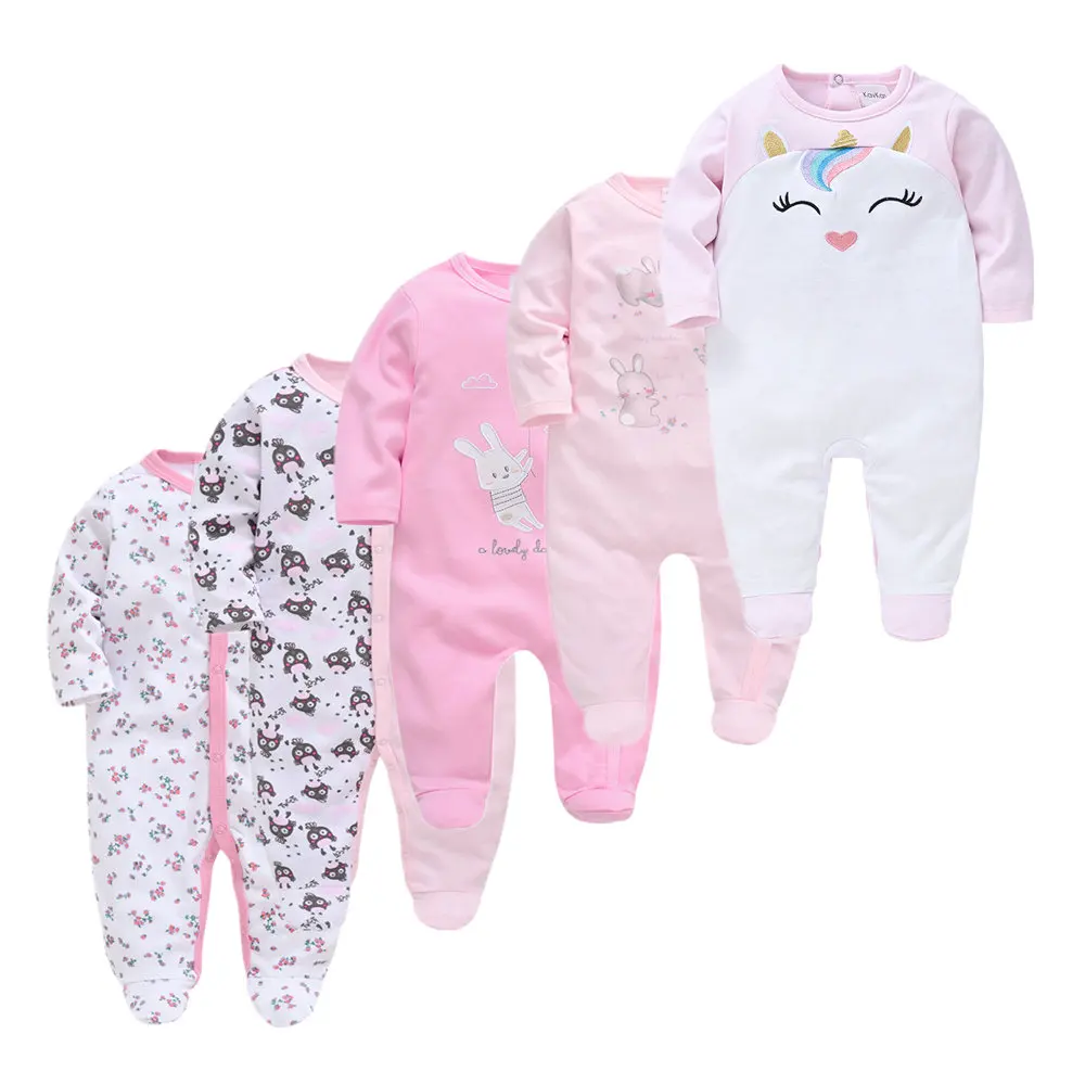 Newborn Baby Footie Ropa Bebe De Footed Sleep Playsuit Spring Long Sleeve Jumpsuit Infant Footies Solid Color Bottoming Clothes