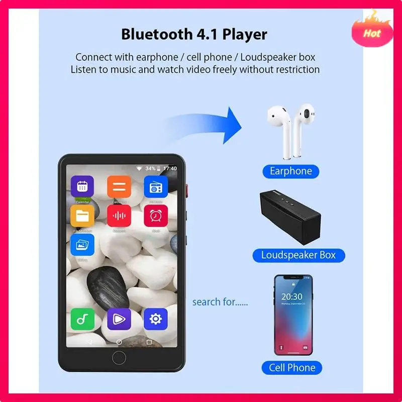 

AYHF MP4 Player Portable Touch Screen Bluetooth Wifi MP3 MP 4 Video Music Player