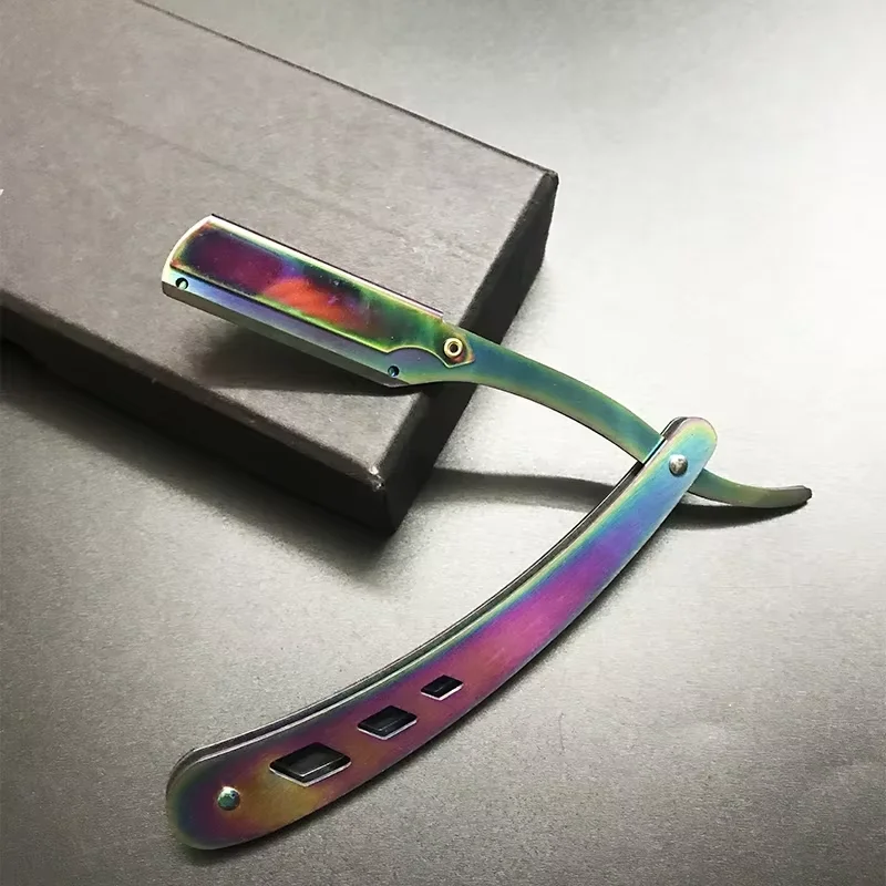 Мужские парикмахерские инструменты для бритья, разноцветная бритва, антикварный складной нож для бритья, унисекс, удаление волос (без лезвия)